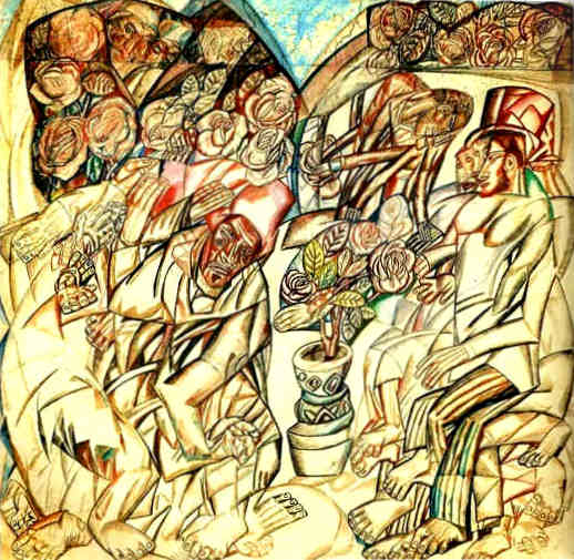 , 1912-1913<br>,, , ,   .  <br>The Gardener<br>Watercolor, brown ink, feather, brush, graphite pencil on paper. The Russian Museum<br>49.1x50 cm 