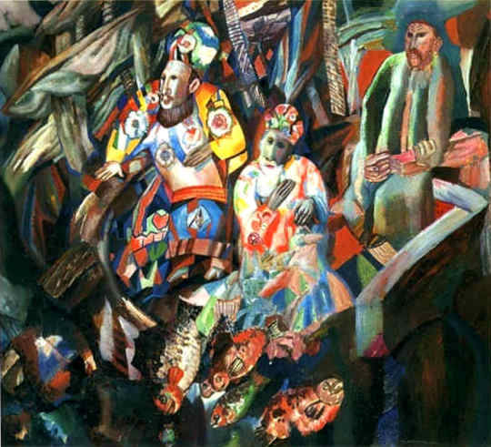   , 1925<br>, ,   .  <br>East and West<br>Oil, tempera, gouache on paper. The Russian Museum<br>38.5x42 cm 