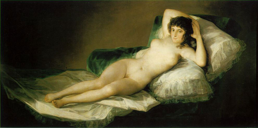 The Nude Maja (La Maja Desnuda). c. 1799-1800. Oil on canvas. Museo del Prado, Madrid, Spain.  